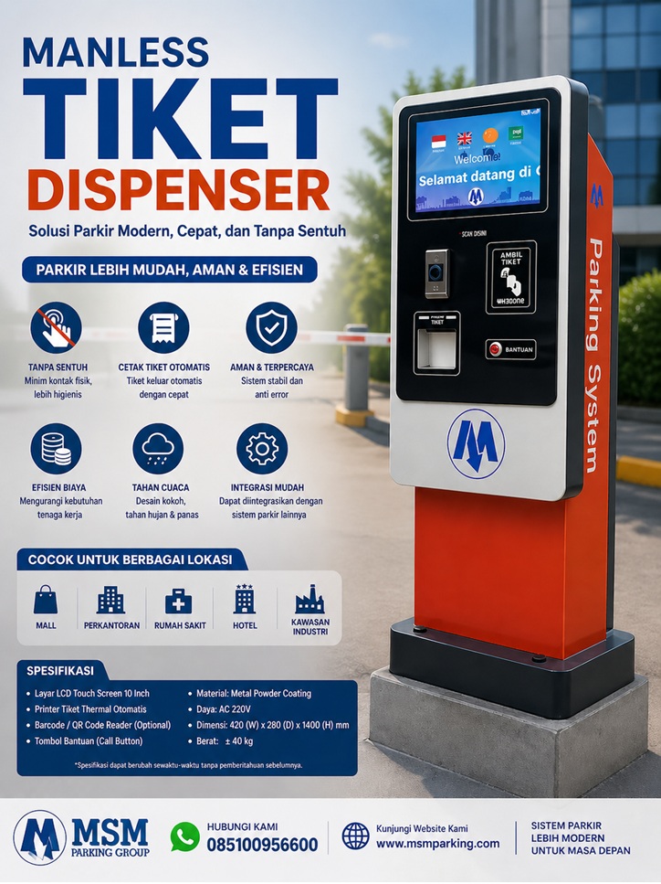 Manless ticket dispenser MSM Parking