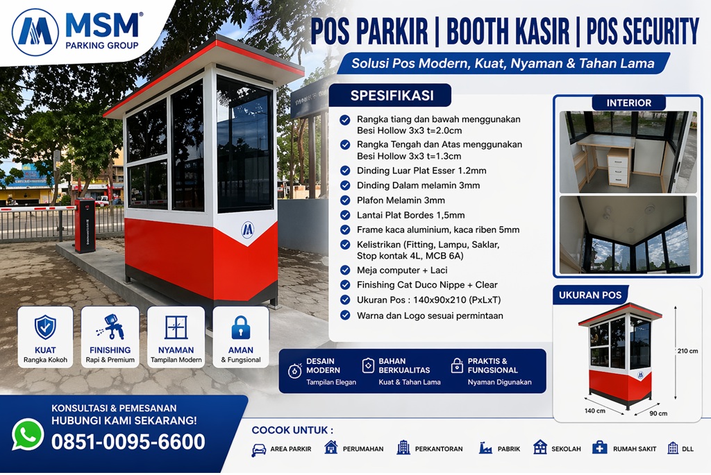 Pos Parkir Bandung, Booth Kasir Parkir, Harga Pos Security.