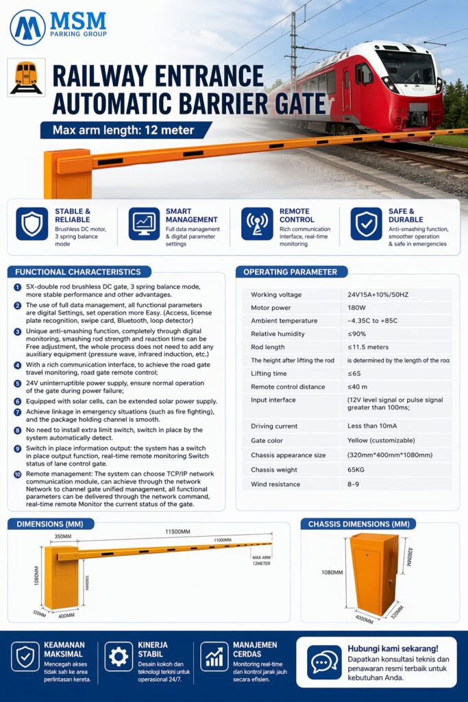 Investasi pada barrier gate kustom 9–12 meter adalah langkah strategis bagi pengelola industri dan infrastruktur publik. Dengan material yang tangguh dan sistem mekanis yang presisi, Anda tidak hanya mengamankan aset, tetapi juga melindungi nyawa di area-area berisiko tinggi.