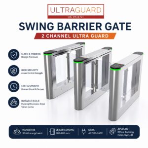 Swing Barrier Gate 2 Channel Ultra Guard – Gerbang Akses Premium untuk Area High Traffic